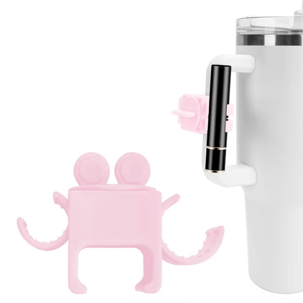 Lipstick Holder Lip Balm Attachment with 2 in 1 Holder, Pink and Cream